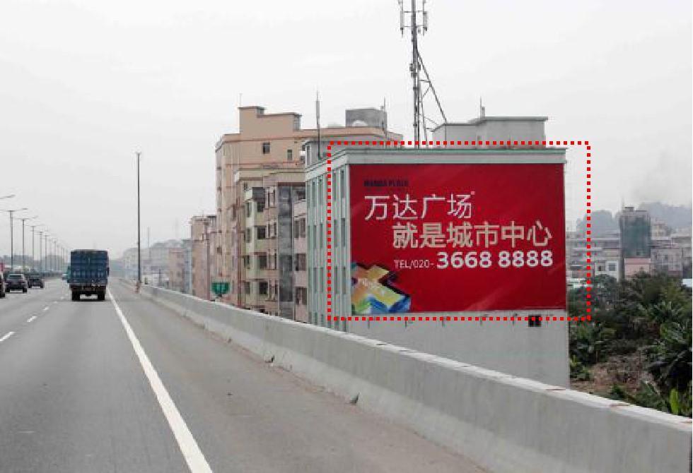 广东广州增城广深高速广州方向新塘出口前1000米右侧街边设施单面大牌