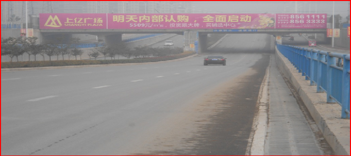 河南濮阳华龙区长庆路与石化路南300米跨路桥街边设施单面大牌