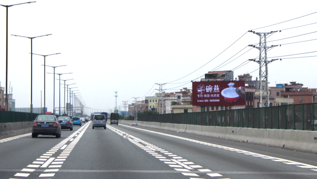 广东广州增城广深高速新塘段南行K21+100墙体牌（往东莞方向）高速公路单面大牌