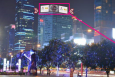 广东广州天河区体育东河与天河路交汇处朝西北双面屏街边设施LED屏