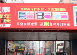 陕西宝鸡渭滨区经一路小商品步行街104#楼和105#楼过街天桥批发市场LED屏