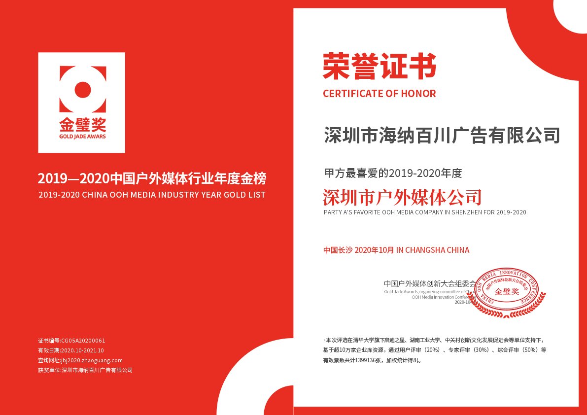 2019-2020中国户外媒体行业年度金榜