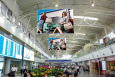 北京朝阳区全朝阳区首都机场T2二层国内、国际出发大厅上方悬挂看板GQ01-03机场旗类广告