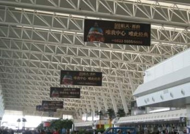 湖北武汉全武汉天河国际机场二层国内出发办票大厅W1-6机场旗类广告