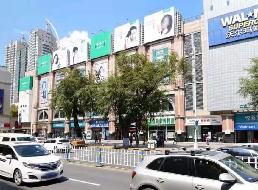 黑龙江哈尔滨道里区中央大街悦荟广场外侧楼顶商超卖场户外大牌