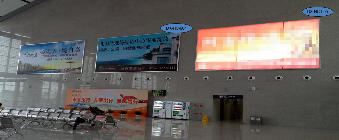 广东潮州潮安县潮汕站A（北区）区候车厅墙体DX-HC-004、5火车高铁灯箱