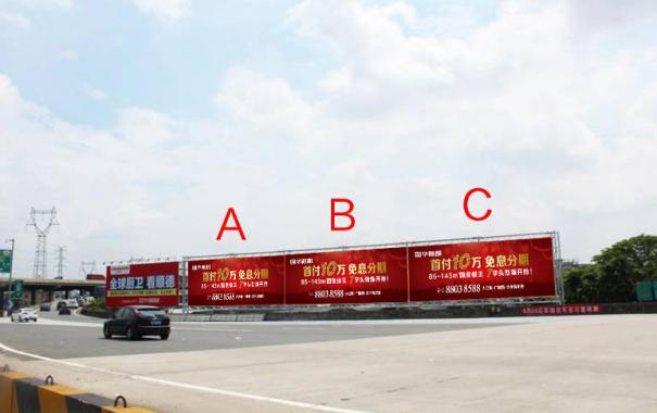 广东广州荔湾区广珠西高速南丫收费站出口A、B、C位（顺德进入环城高速）高速公路单面大牌