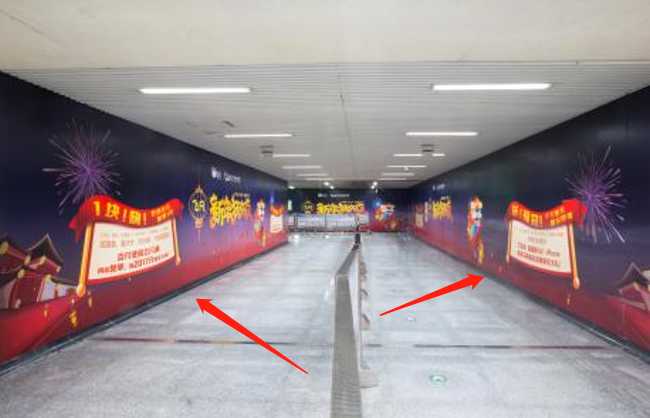 北京13号线换乘望京西站换乘通道地下层西侧地铁轻轨墙贴/地贴