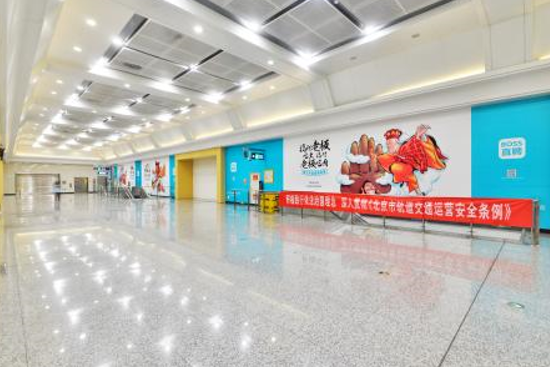 北京15号线清华东路西口站站厅北墙地铁轻轨墙贴/地贴